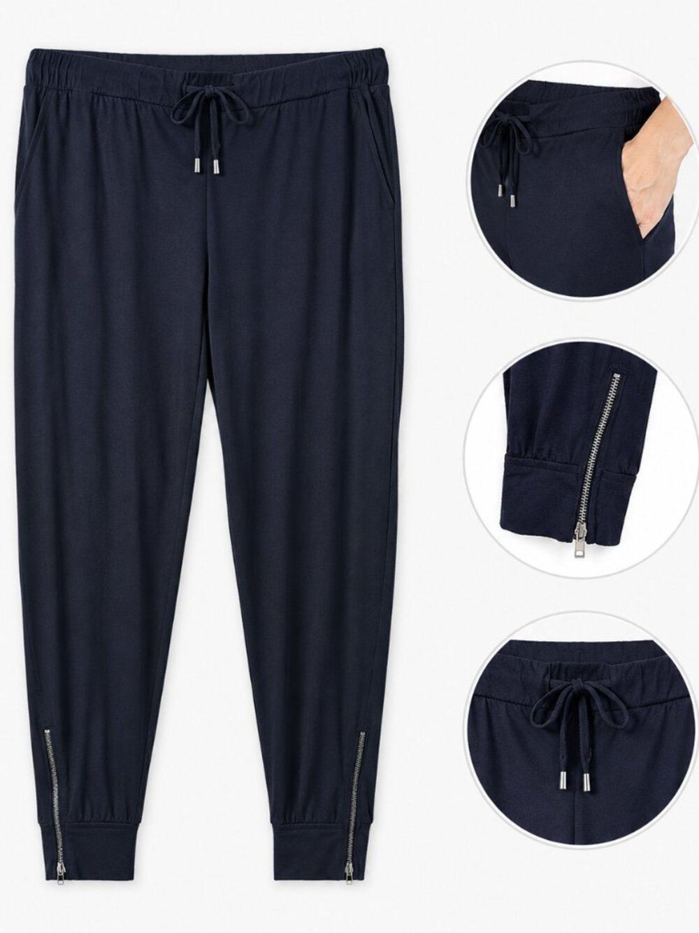 Stylus Workleisure Joggers XL Black Pull On Drawstring Waist Pockets Zip Ankle